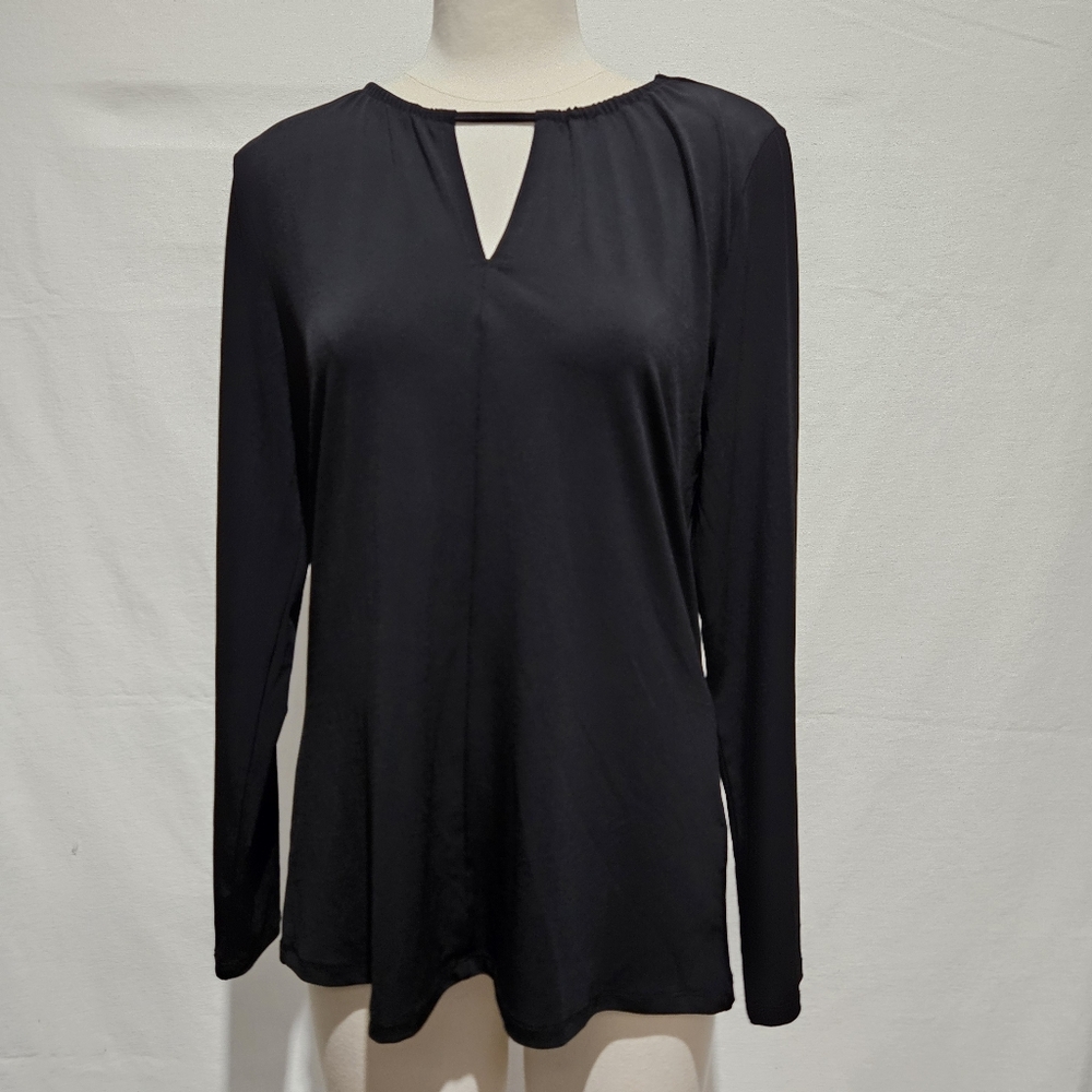 H by Halston Black Long Sleeve Top Sz M